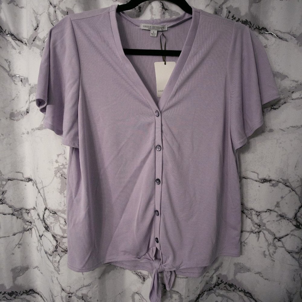 NWT Green Envelope Button Up Blouse